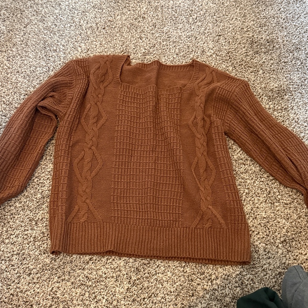 Brown Cable Knit Sweater